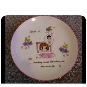 Love Is... Ceramic Decorative Plate - Pink & White